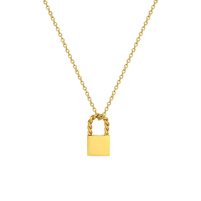 Small Lock Necklace Stainless Steel 18K Real Gold-plated Lock Jewelry