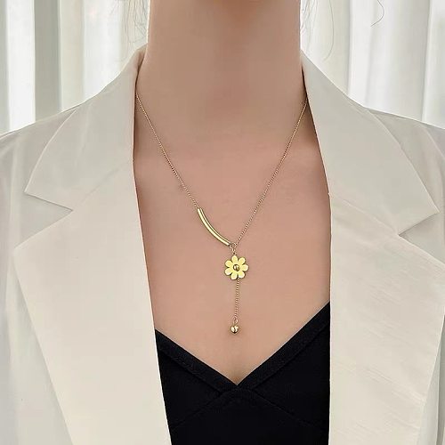 Wholesale Fairy Style Flower Stainless Steel Pendant Necklace