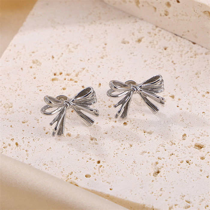 1 Pair Simple Style Bow Knot Stainless Steel  Ear Studs