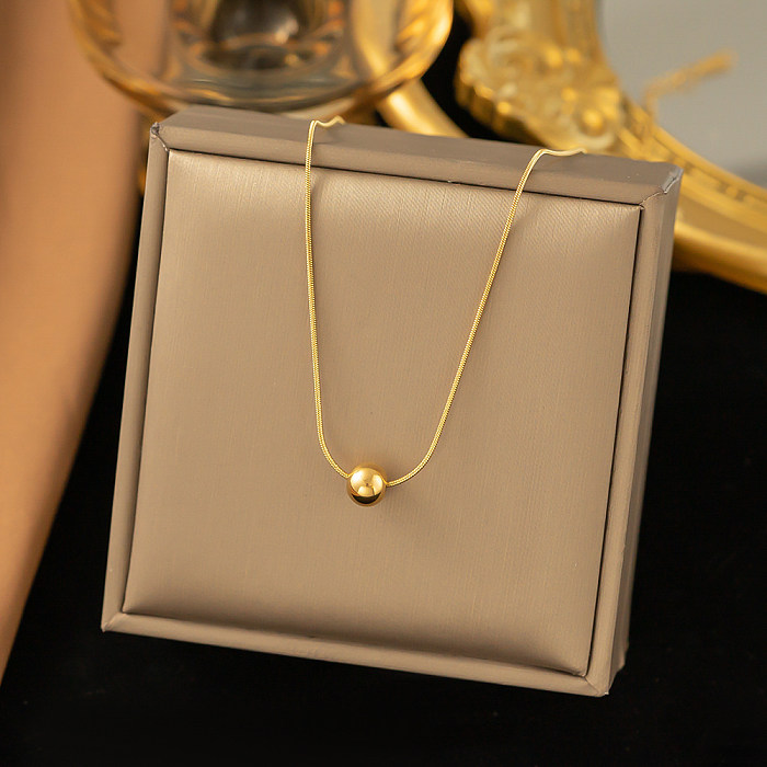 Simple Style Solid Color Stainless Steel 18K Gold Plated Necklace