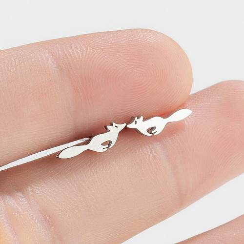 Cute Fox Stainless Steel Ear Studs Plating No Inlaid Stainless Steel  Earrings