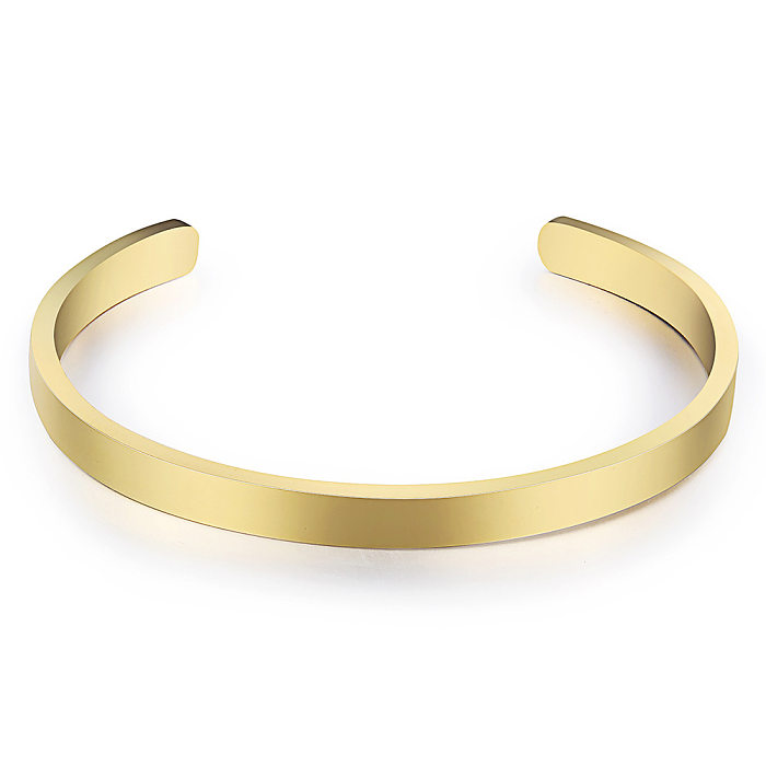 Bracelet plaqué or en acier titane de couleur unie de style simple en gros