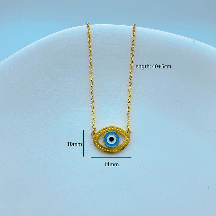 Wholesale Modern Style Devil'S Eye Stainless Steel Artificial Gemstones Pendant Necklace