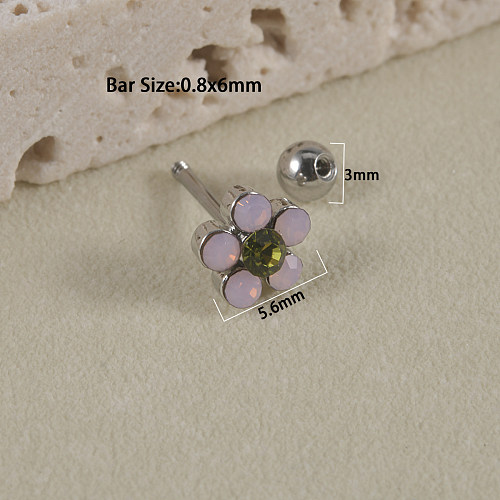 Incrustation de pétales de fleurs brillantes pour femmes, 1 pièce, Style Simple, pierres précieuses artificielles en acier inoxydable, strass artificiels, clous d'oreilles