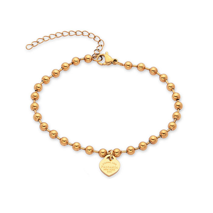 Bracelets perlés en acier titane en forme de cœur de style simple