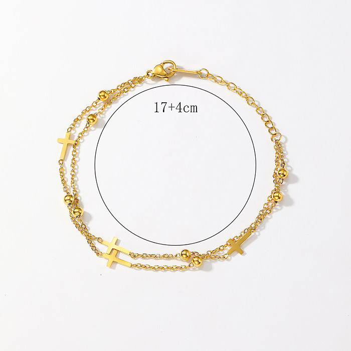 Wholesale Simple Style Cross Stainless Steel 18K Gold Plated Bracelets