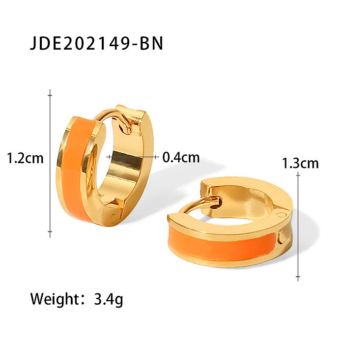 Fashion Round Stainless Steel  Earrings Enamel Gold Plated Stainless Steel  Earrings