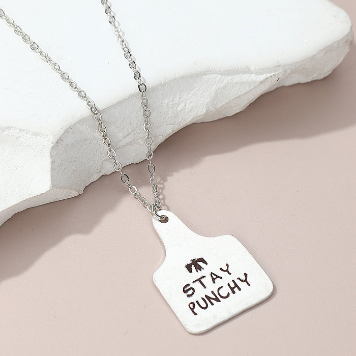 Punk Letter Stainless Steel  Plating Silver Plated Pendant Necklace