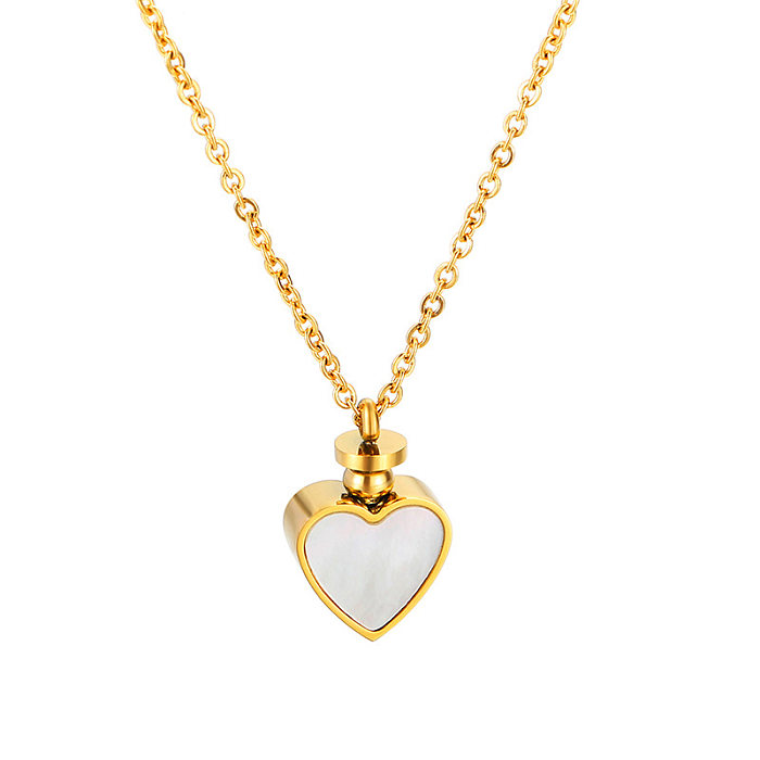 European And American Fashion Heart Shape Clavicle Necklace Cross-Border Fashion Personality Heart-Shaped Shell Stainless Steel Necklace For Women Wholesale