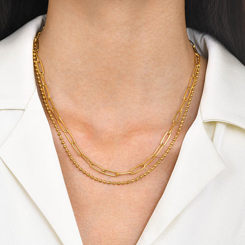 Collar plateado oro geométrico del acero inoxidable del estilo simple del estilo francés en bulto