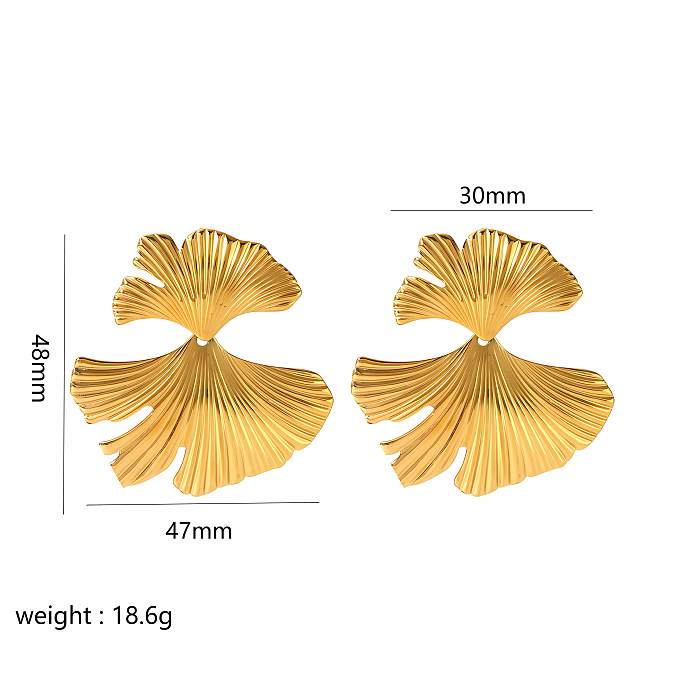 1 Pair Modern Style Flower Butterfly Ginkgo Leaf Polishing Plating Stainless Steel  18K Gold Plated Ear Studs