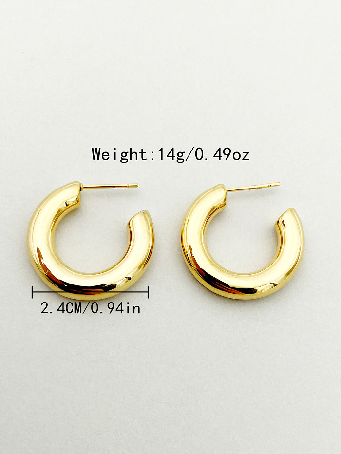 1 Pair Simple Style C Shape Stainless Steel  Metal Polishing Plating Gold Plated Ear Studs