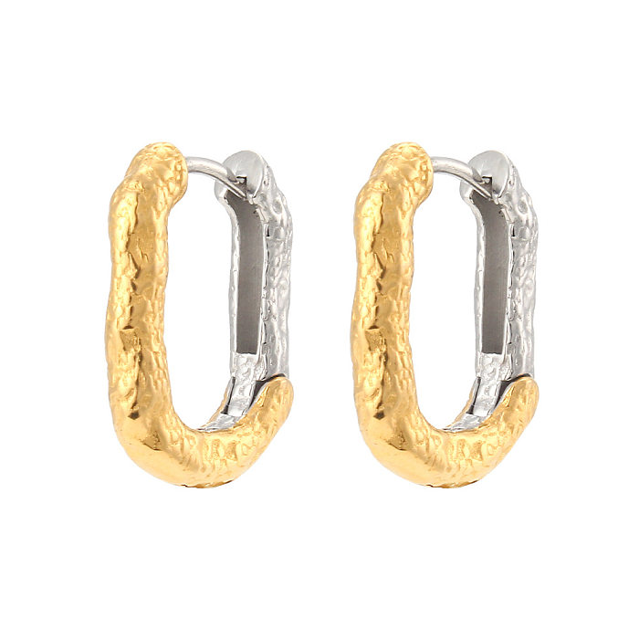 Fashion Ear Hoop Jewelry Stainless Steel  Distressed Irregular Pattern Rectangular Earrings