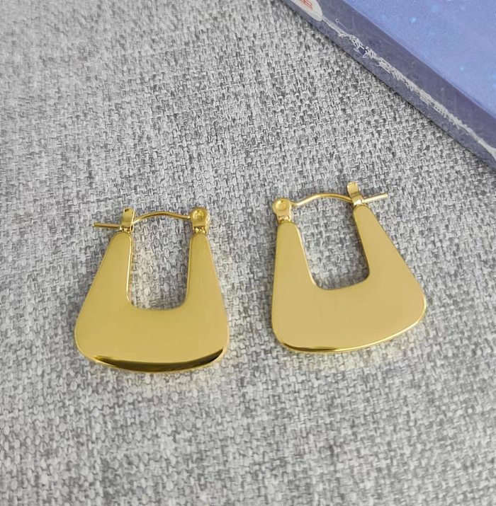 1 paire de boucles d'oreilles pendantes en acier inoxydable plaqué or 18 carats, Style Vintage élégant, géométrique, couleur unie