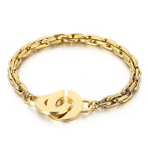 Nueva joyería de moda pulsera de acero inoxidable con cadena geométrica dorada