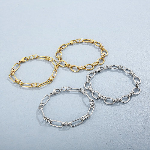Pulseras chapadas en oro de 18 quilates con revestimiento de acero inoxidable de color sólido geométrico de estilo simple retro