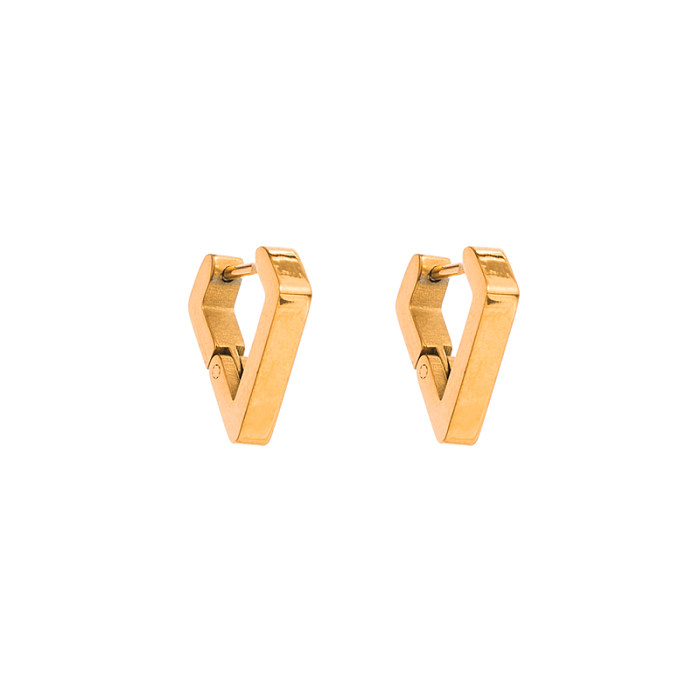 Fashion Triangle Cross Palm Stainless Steel Plating Gold Plated Earrings 1 Pair