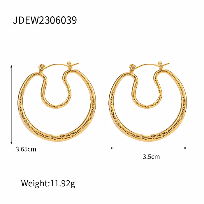 1 Pair IG Style Lines Plating Stainless Steel  18K Gold Plated Earrings