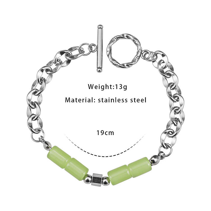 Hip-Hop Geometric Titanium Steel Patchwork Bracelets 1 Piece