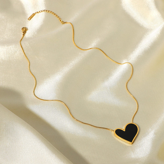 Vintage Black Irregular Heart-shaped Stainless Steel  Pendant Necklace