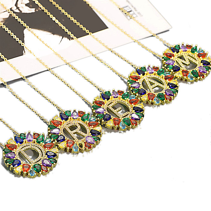Luxuriöse Buchstaben-Halskette aus Edelstahl mit Kupfereinlage und Zirkon