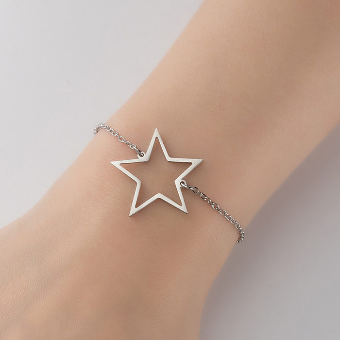 1 pièce de bracelets en acier titane en forme d'étoile et de cœur à la mode