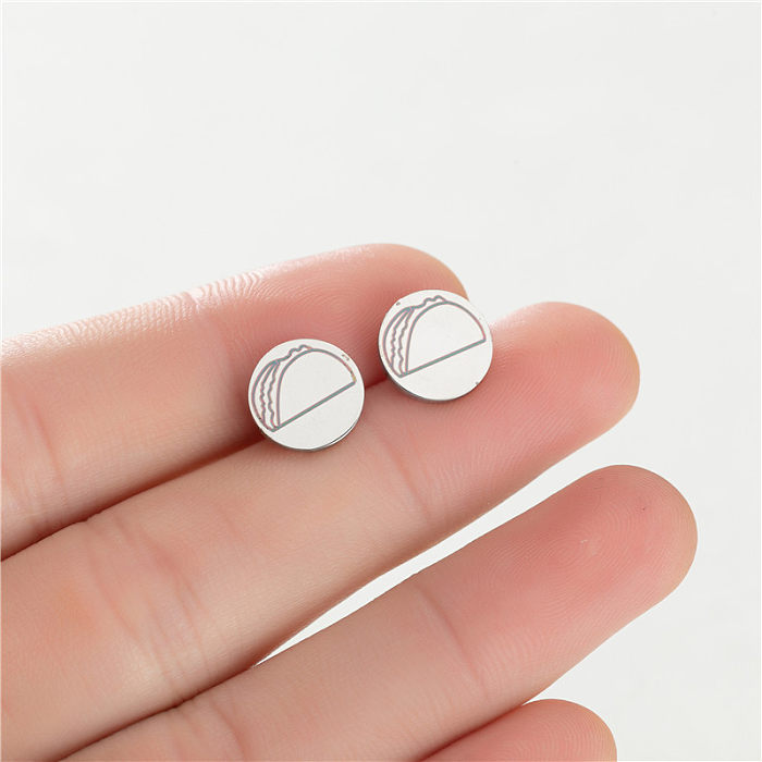 1 Pair Cartoon Style Round Fruit Stainless Steel  Plating Ear Studs