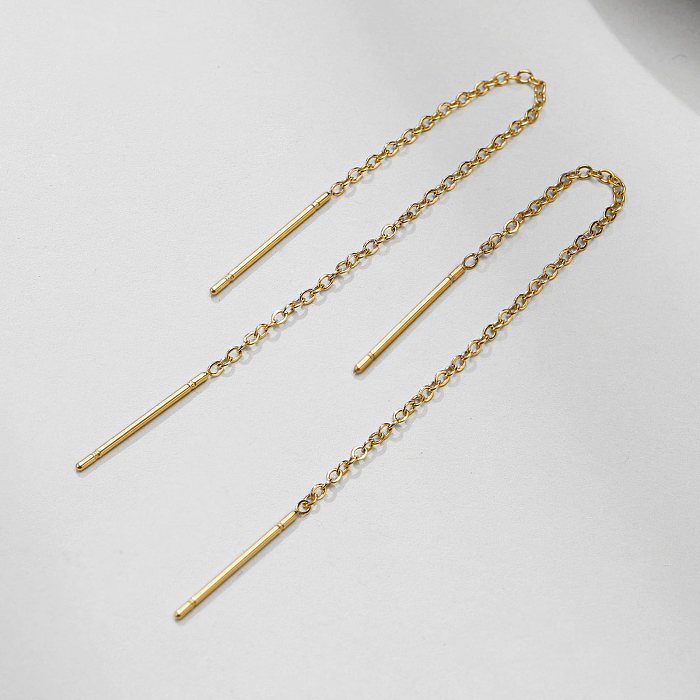 1 Pair INS Style Simple Style Solid Color Stainless Steel  Tassel Plating Gold Plated Ear Line