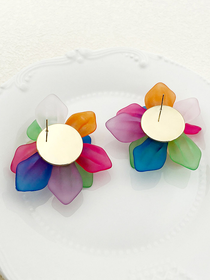 1 Pair Modern Style Flower Stainless Steel  Arylic Plating Gold Plated Ear Studs