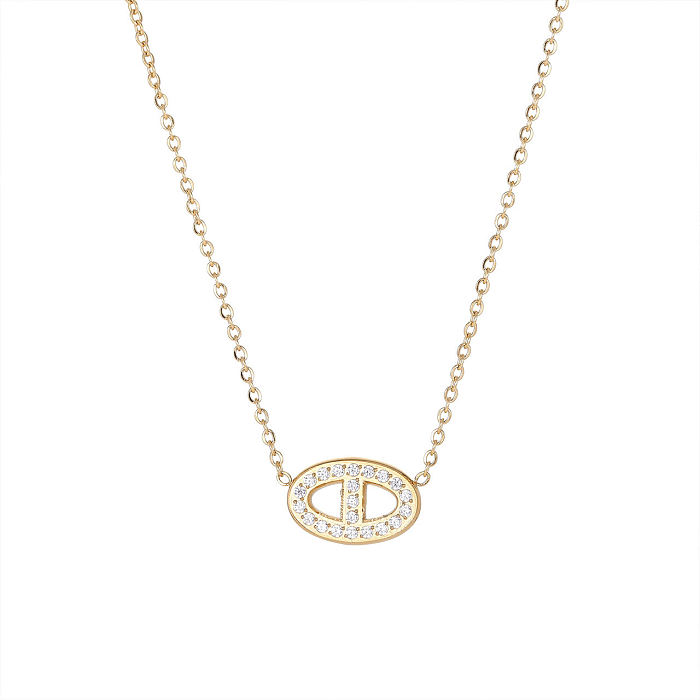 Casual Geometric Stainless Steel Plating Inlay Zircon Pendant Necklace