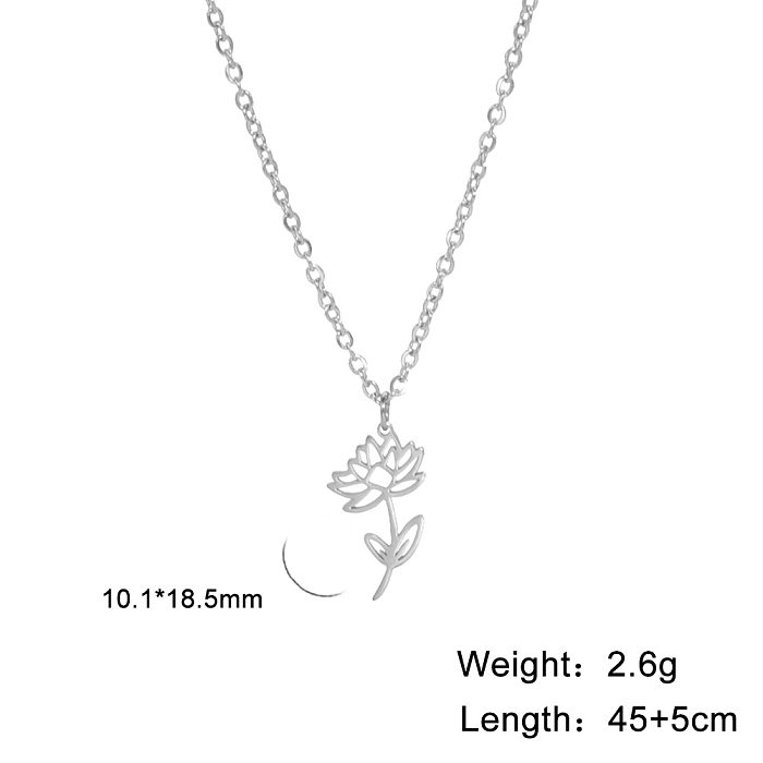 Fashion Flower Stainless Steel  Plating Pendant Necklace 1 Piece