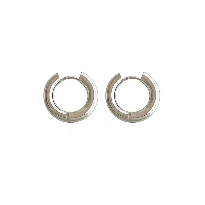 1 Pair Simple Style Round Plating Stainless Steel Earrings