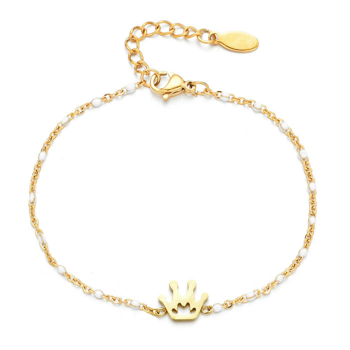 Simple Style Classic Style Crown Stainless Steel Plating Bracelets