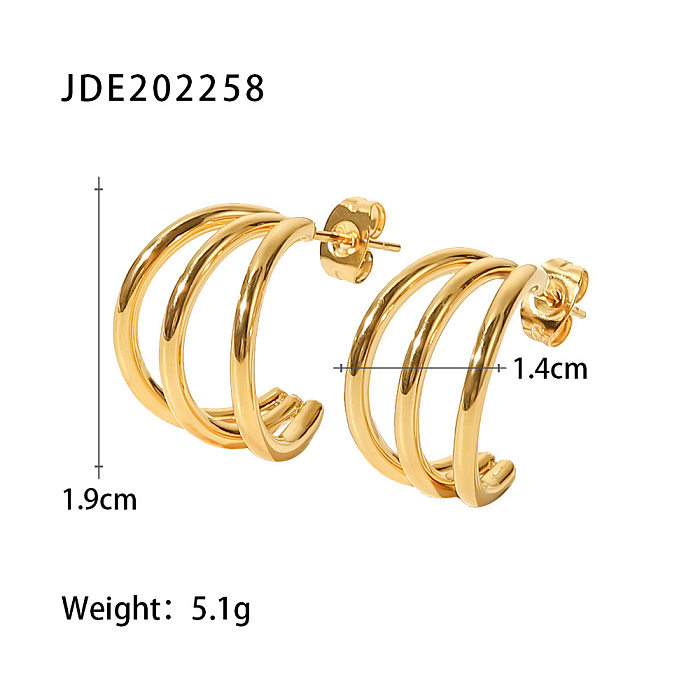 Fashion Geometric Stainless Steel  Gold Plated Artificial Diamond Earrings 1 Pair