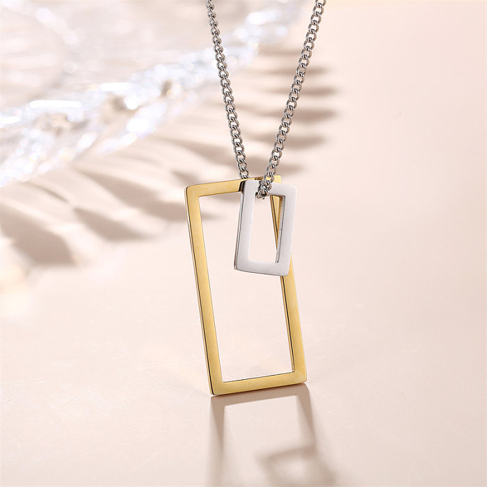 Casual Simple Style Triangle Rectangle Stainless Steel  Stainless Steel 14K Gold Plated Pendant Necklace In Bulk