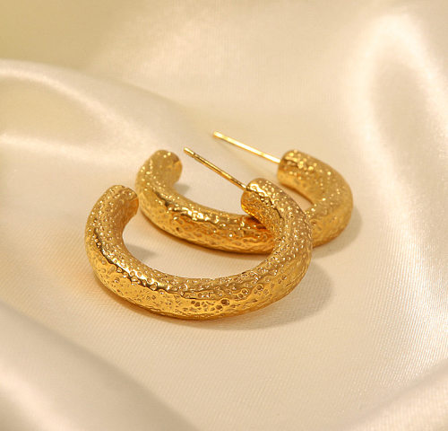 1 Pair IG Style Simple Style C Shape Plating Stainless Steel 18K Gold Plated Earrings