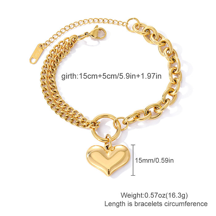 Bracelets plaqués or en acier inoxydable Taurus en forme de cœur pour trajet de style simple