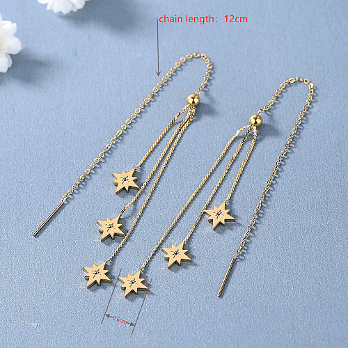 1 Pair Simple Style Hexagram Plating Stainless Steel 18K Gold Plated Ear Line