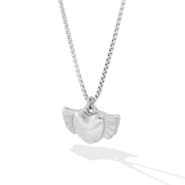 Simple Style Heart Shape Stainless Steel  Plating Pendant Necklace