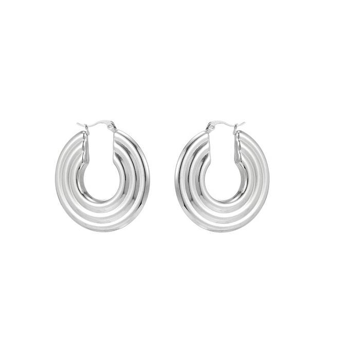 1 Pair Simple Style Commute Shiny Irregular Geometric Circle Plating Stainless Steel  White Gold Plated Earrings