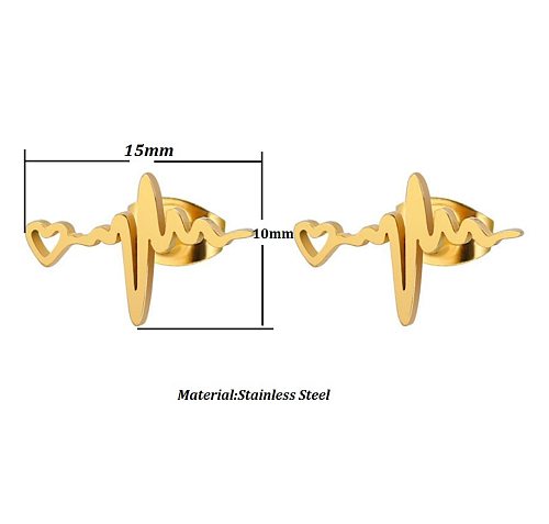 1 Pair Fashion Electrocardiogram Stainless Steel Plating Ear Studs