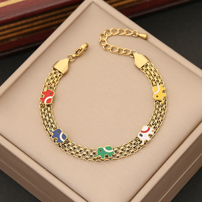 Luxurious Flower Stainless Steel Plating Inlay Zircon Gold Plated Bracelets