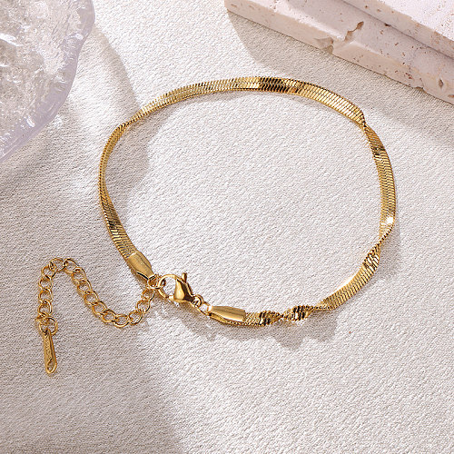 Simple Style Classic Style Solid Color Stainless Steel 18K Gold Plated Bracelets In Bulk