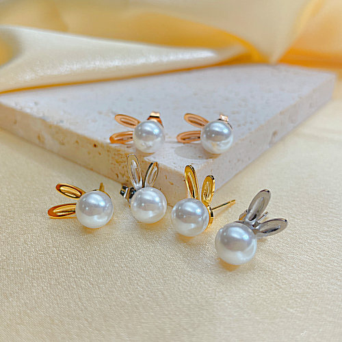 1 Pair Cute Simple Style Pearl Inlay Stainless Steel  Artificial Pearl Artificial Pearls Ear Studs