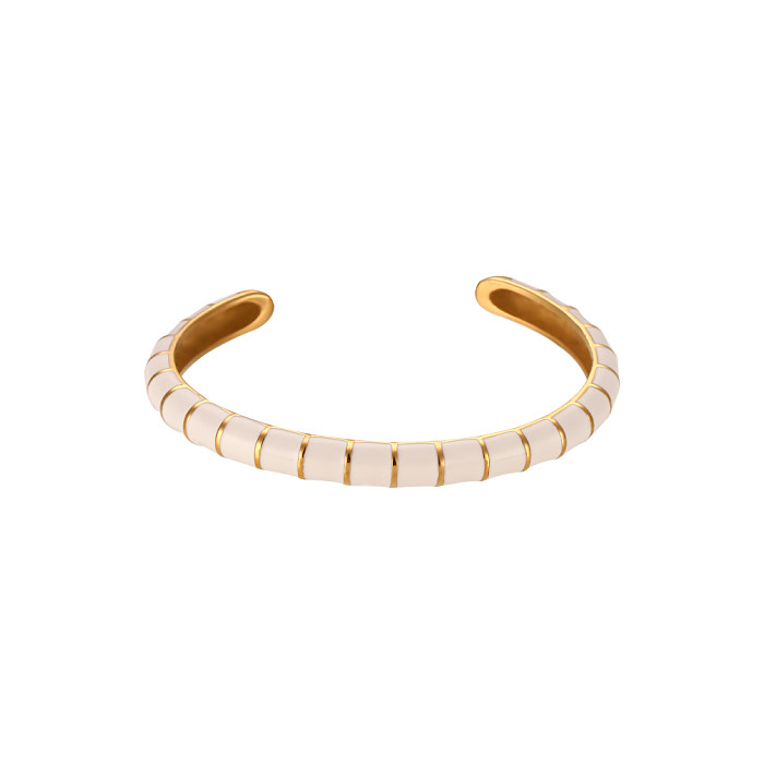 Vintage Style Simple Style Classic Style Multicolor Stainless Steel Plating 18K Gold Plated Bangle