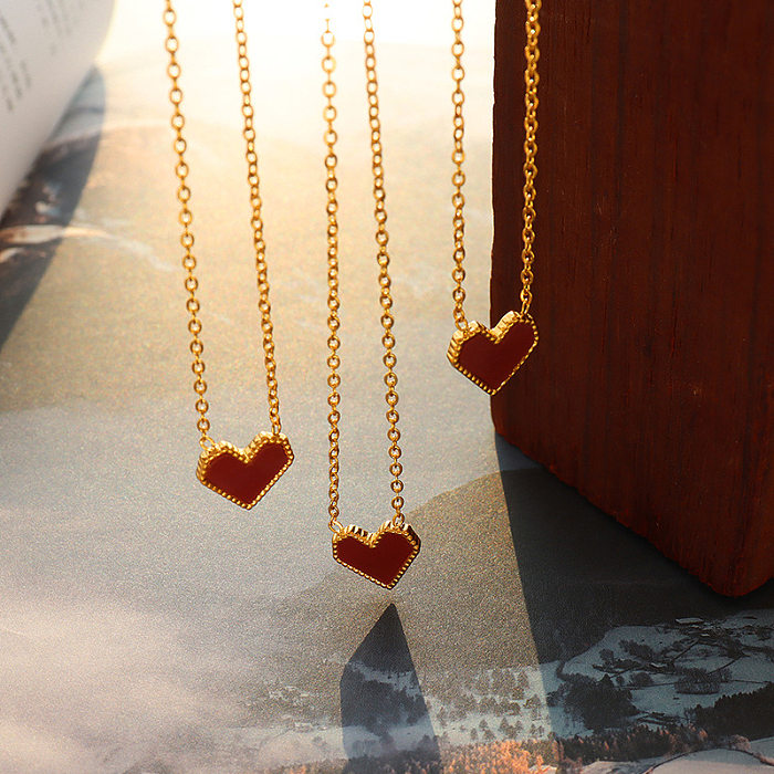 Colar acrílico de clavícula em formato de coração da moda em aço inoxidável ouro 18K