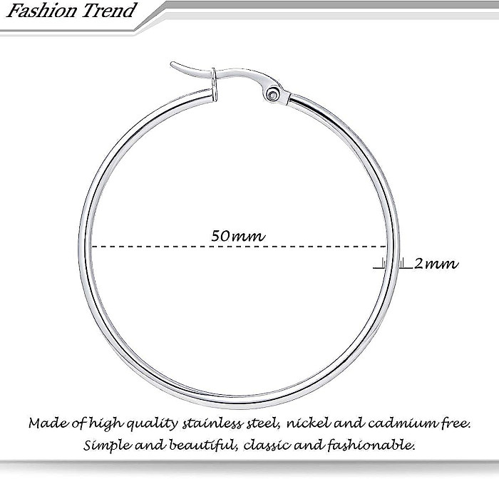 1 Pair Exaggerated Modern Style Solid Color Stainless Steel  Hoop Earrings