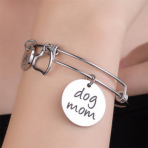Casual Simple Style Classic Style Letter Stainless Steel Titanium Steel Polishing Bangle