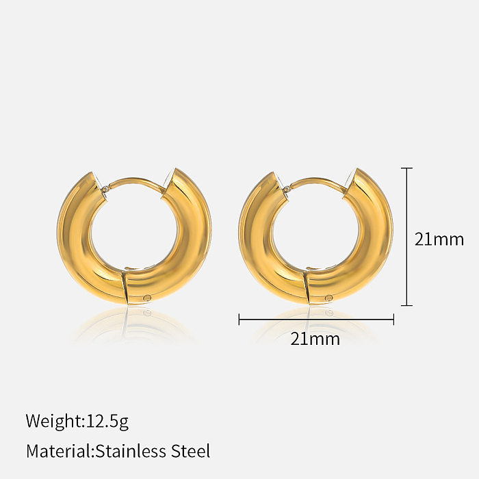 Boucles d'oreilles géométriques de style français en acier inoxydable plaqué or 1 paire