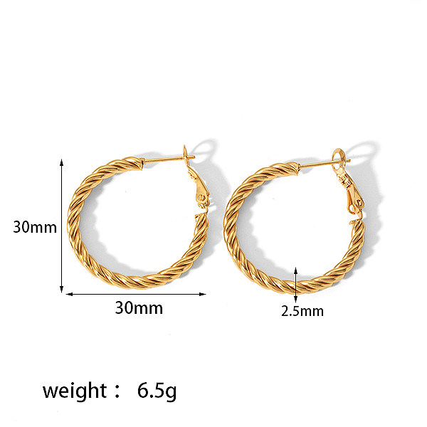 1 paire de boucles d'oreilles créoles plaquées or 18 carats en acier inoxydable plaqué cercle de style simple